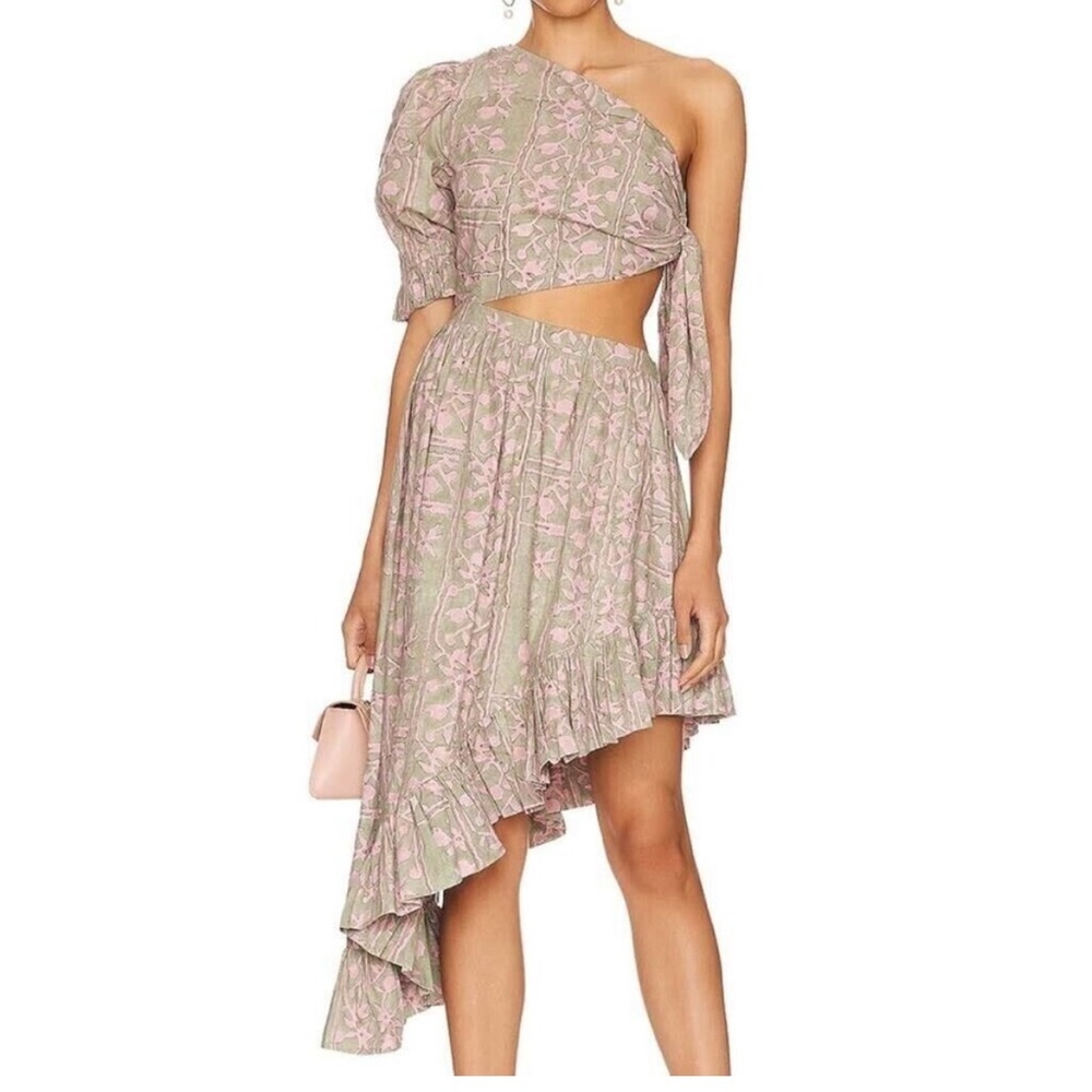 Cleobella Paola Ankle Dress Pink & Green Size Small